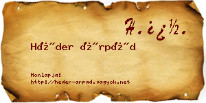 Héder Árpád névjegykártya